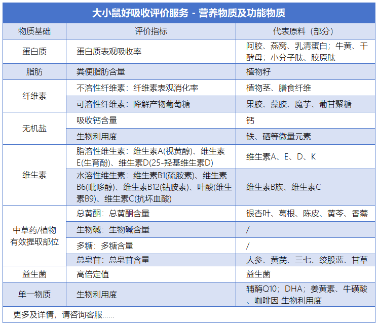 大小鼠好吸收评价服务